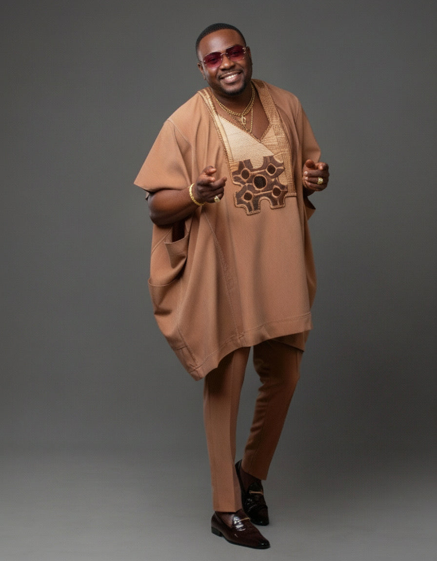 Tawny Brown Agbada - Royal Heritage In Every Thread