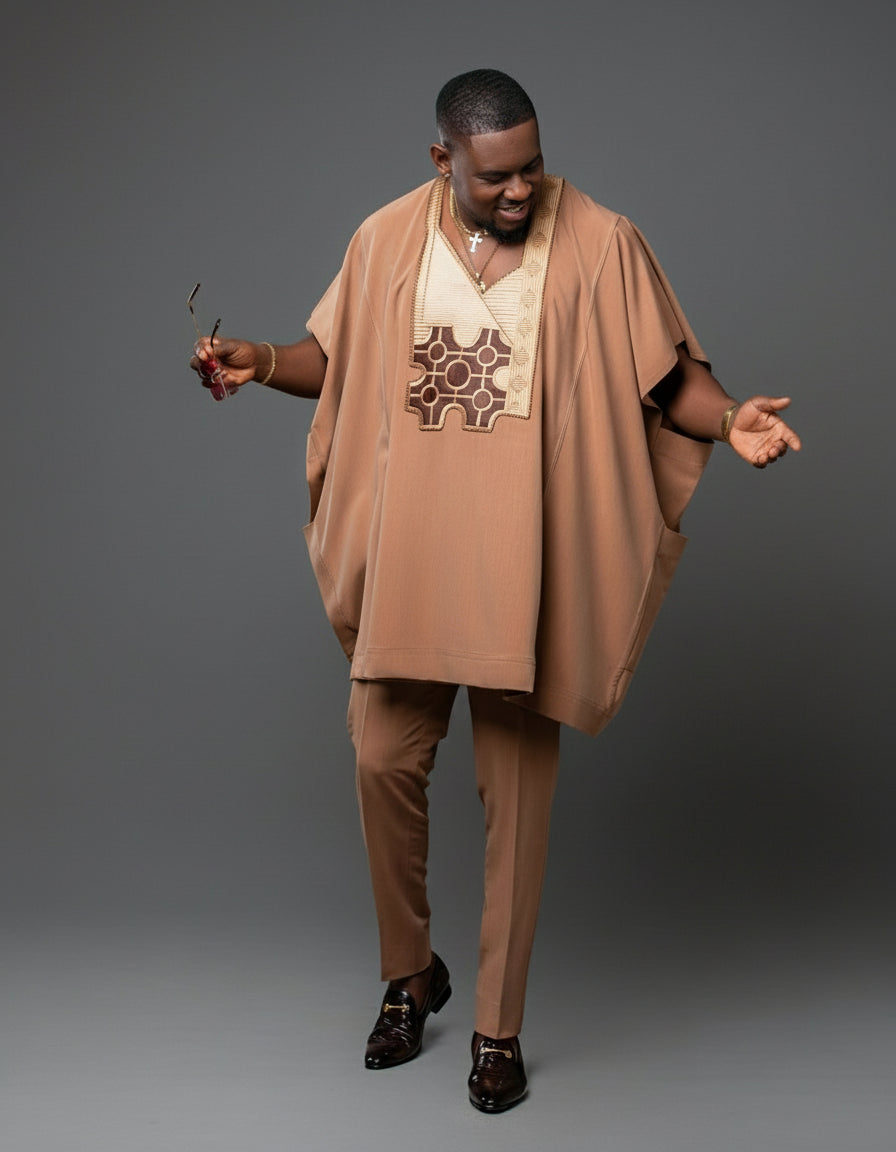 Tawny Brown Agbada - Royal Heritage In Every Thread